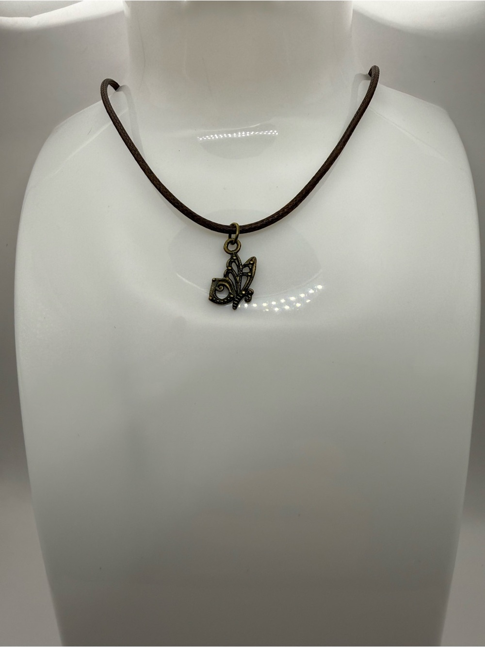 Women's Bronze -Tone Filigree Butterfly Necklace Pendant with Adjustable Closure